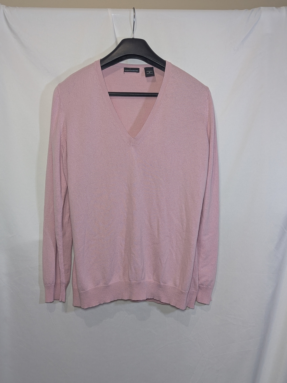 Moda International Silk Cashmere V Neck Sweater Pink XL Y2K